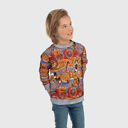 Свитшот детский Африканские мозаичные животные, цвет: 3D-меланж — фото 2