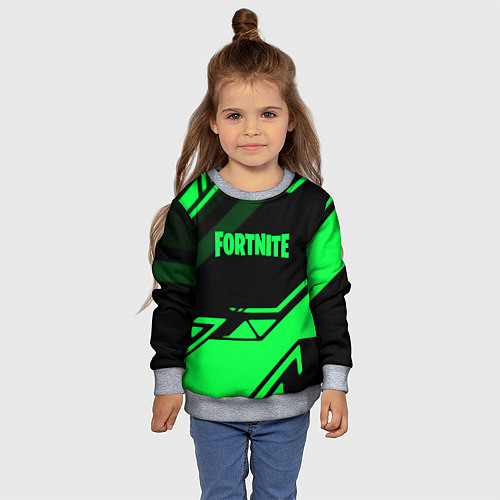 Детский свитшот Fortnite geometry green / 3D-Меланж – фото 4