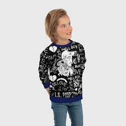Свитшот детский Lil Peep pattern автографы лого, цвет: 3D-синий — фото 2