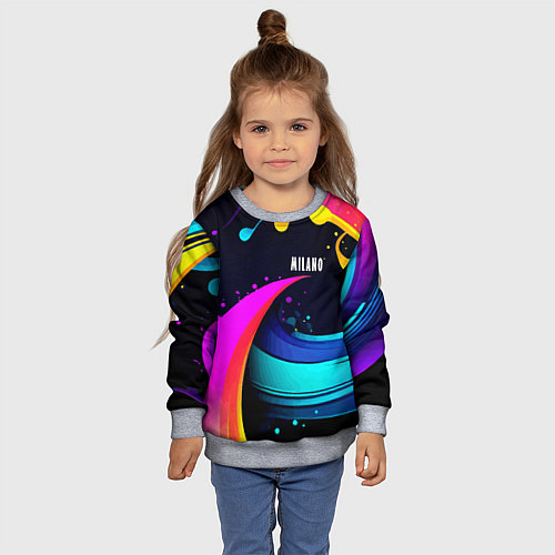 Детский свитшот Neon abstraction - Milano / 3D-Меланж – фото 4