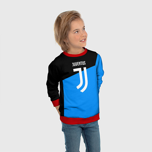 Детский свитшот Ювентус спорт геометрия / 3D-Красный – фото 3