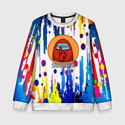 Свитшот детский Among us краски цветные с потёками, цвет: 3D-белый