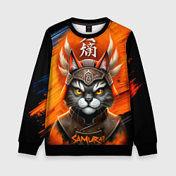 Свитшот детский Cat samurai, цвет: 3D-черный