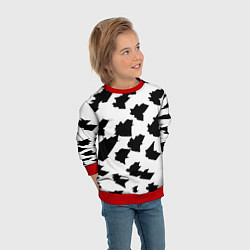 Свитшот детский Чётные пятна на белом фоне - минимализм, цвет: 3D-красный — фото 2