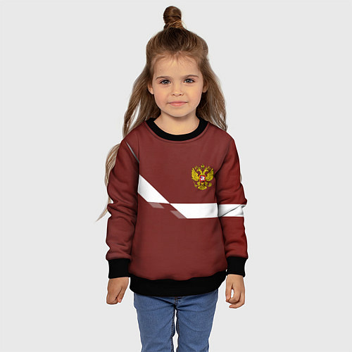 Детский свитшот Россия спорт геометрия / 3D-Черный – фото 4