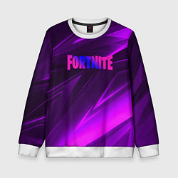 Свитшот детский Fortnite neon stripes angles logo, цвет: 3D-белый