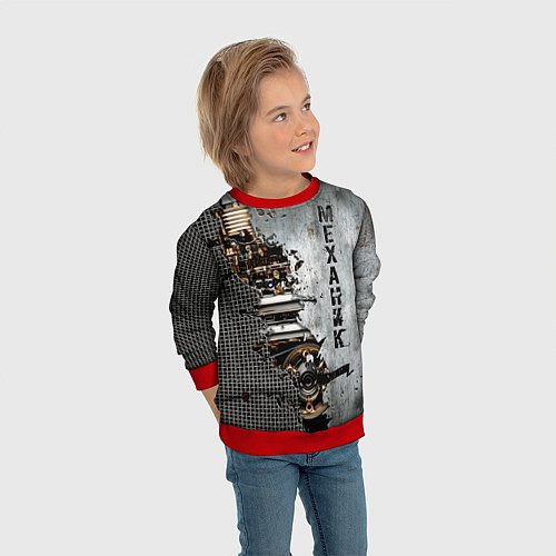 Детский свитшот Механик железный / 3D-Красный – фото 3