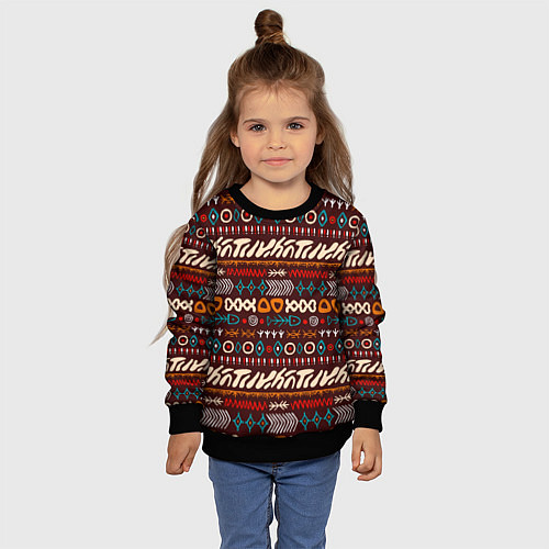 Детский свитшот Народный этнический орнамент / 3D-Черный – фото 4