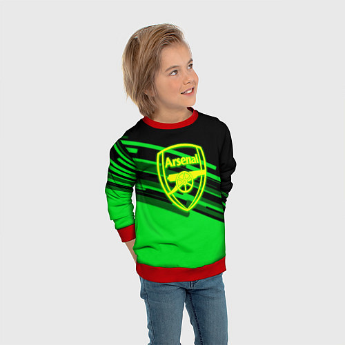 Детский свитшот Arsenal geometry line green / 3D-Красный – фото 3