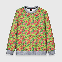 Свитшот детский Тюльпаны и бабочки, цвет: 3D-меланж