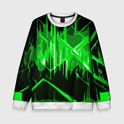 Детский свитшот Зелёная агрессивная абстракция на чёрном фоне