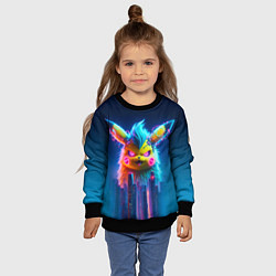 Свитшот детский Кибер-Пикачу среди небоскрёбов - нейроарт, цвет: 3D-черный — фото 2
