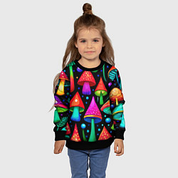 Свитшот детский Неоновые мухоморы в горошек, цвет: 3D-черный — фото 2