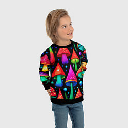Свитшот детский Неоновые мухоморы в горошек, цвет: 3D-черный — фото 2
