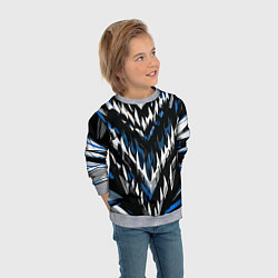 Свитшот детский Абстрактные бело-синие шипы, цвет: 3D-меланж — фото 2
