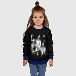 Свитшот детский Белые призрачные силуэты Y2K, цвет: 3D-синий — фото 2