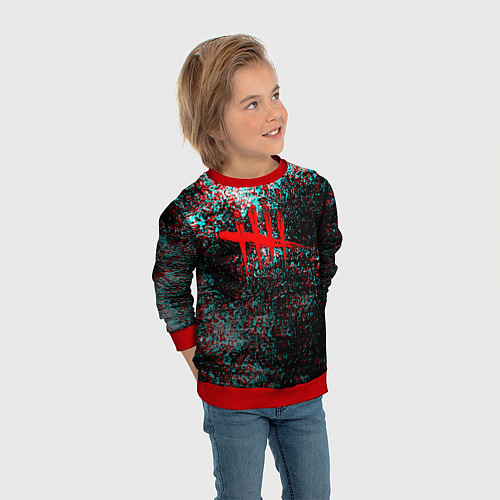 Детский свитшот Dead by daylight краски глитч / 3D-Красный – фото 3