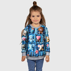 Свитшот детский Слоники на пэчворк, цвет: 3D-меланж — фото 2