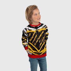 Свитшот детский Yellow and white abstraction on a black background, цвет: 3D-красный — фото 2