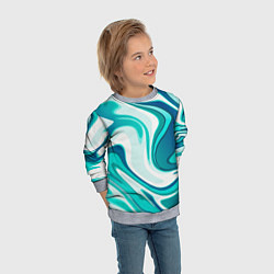 Свитшот детский Абстракция сине белый мрамор, цвет: 3D-меланж — фото 2