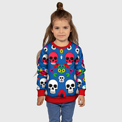 Свитшот детский Паттерн из цветных черепков муэрто - нейроарт, цвет: 3D-красный — фото 2