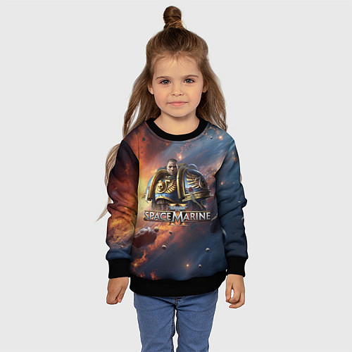 Детский свитшот Warhammer 40000 space marine 2 Captain Titus / 3D-Черный – фото 4