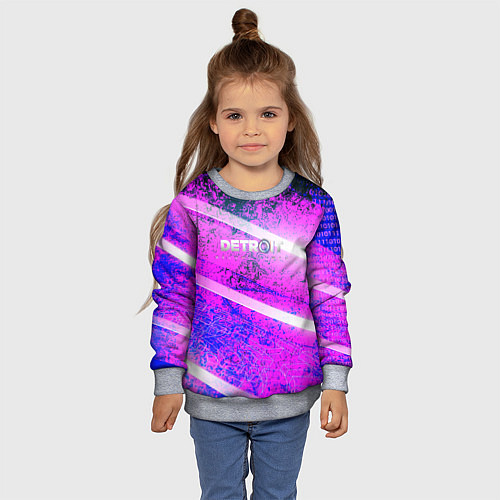 Детский свитшот Detroit become human neon / 3D-Меланж – фото 4