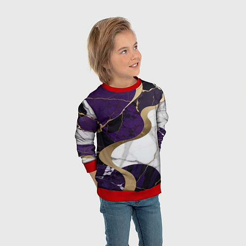 Детский свитшот Фиолетовый с белым и золотым / 3D-Красный – фото 3