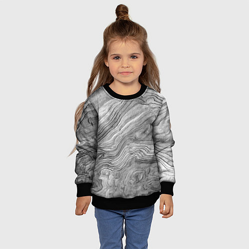Детский свитшот Текстура дерева - абстракция / 3D-Черный – фото 4