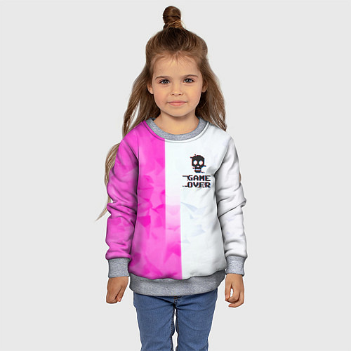 Детский свитшот Game over pink abstraction / 3D-Меланж – фото 4