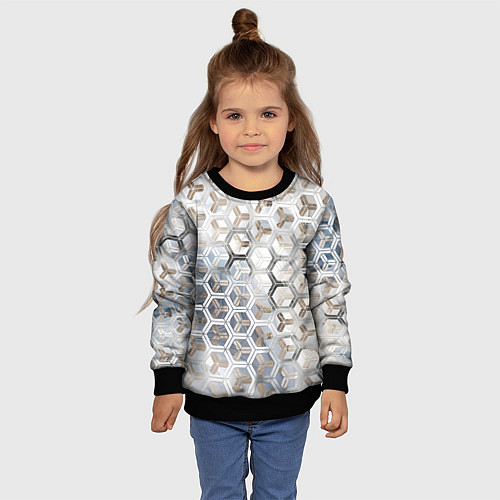Детский свитшот Зеркальные соты с переливами света / 3D-Черный – фото 4