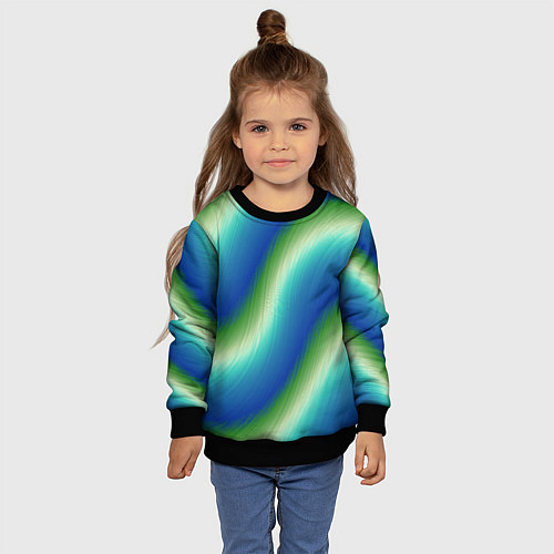 Детский свитшот Морская волна арт / 3D-Черный – фото 4