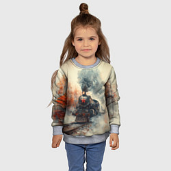 Свитшот детский Ретро паровоз с красной звездой, цвет: 3D-меланж — фото 2