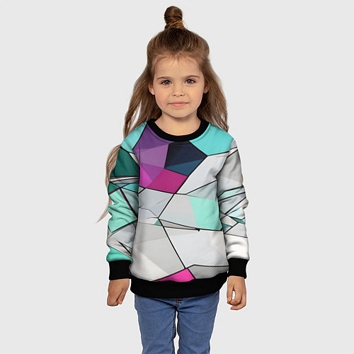 Детский свитшот Яркая геометрическая абстракция / 3D-Черный – фото 4