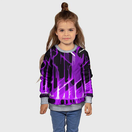 Детский свитшот Abstract purple stripes on a black background / 3D-Меланж – фото 4