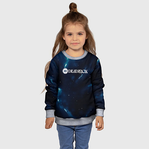 Детский свитшот Deadlock logo синие молнии / 3D-Меланж – фото 4