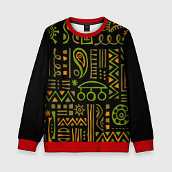 Свитшот детский Абстрактный этнический орнамент, цвет: 3D-красный