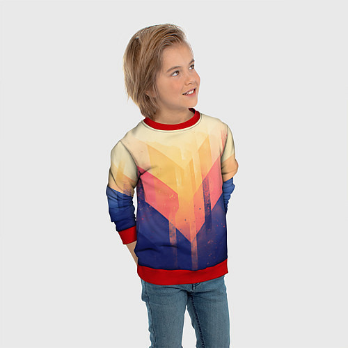 Детский свитшот Abstract art - geometric shapes / 3D-Красный – фото 3