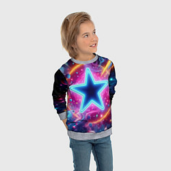 Свитшот детский Звезда в неоновом космосе - нейроарт, цвет: 3D-меланж — фото 2