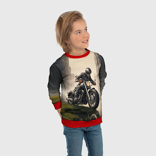 Детский свитшот Скетч байкер / 3D-Красный – фото 3