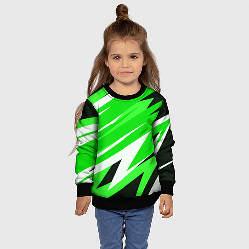 Детский свитшот Geometry stripes green / 3D-Черный – фото 4