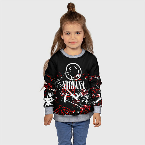 Детский свитшот Nirvana анархия / 3D-Меланж – фото 4