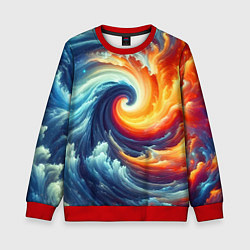 Свитшот детский Космическое завихрение - инь янь, цвет: 3D-красный