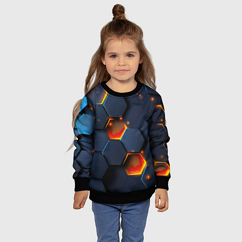 Детский свитшот Шестигранники с подсветкой / 3D-Черный – фото 4