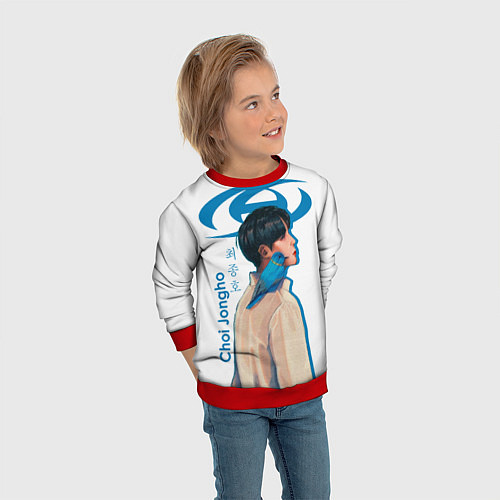 Детский свитшот Ateez Choi Jongho / 3D-Красный – фото 3