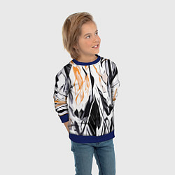 Свитшот детский Чёрно-жёлтая абстракция на белом фоне, цвет: 3D-синий — фото 2