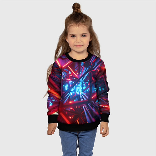 Детский свитшот Неоновые трубки / 3D-Черный – фото 4