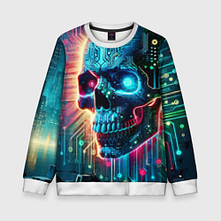 Свитшот детский Cool cyber skull - neon glow, цвет: 3D-белый