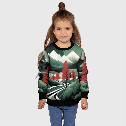 Детский свитшот Дорога на природу / 3D-Черный – фото 4