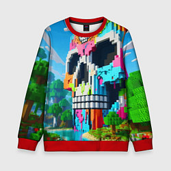 Свитшот детский Minecraft skull - ai art fantasy, цвет: 3D-красный